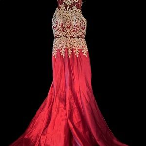 Formal Burgundy and Gold flare tail size 10